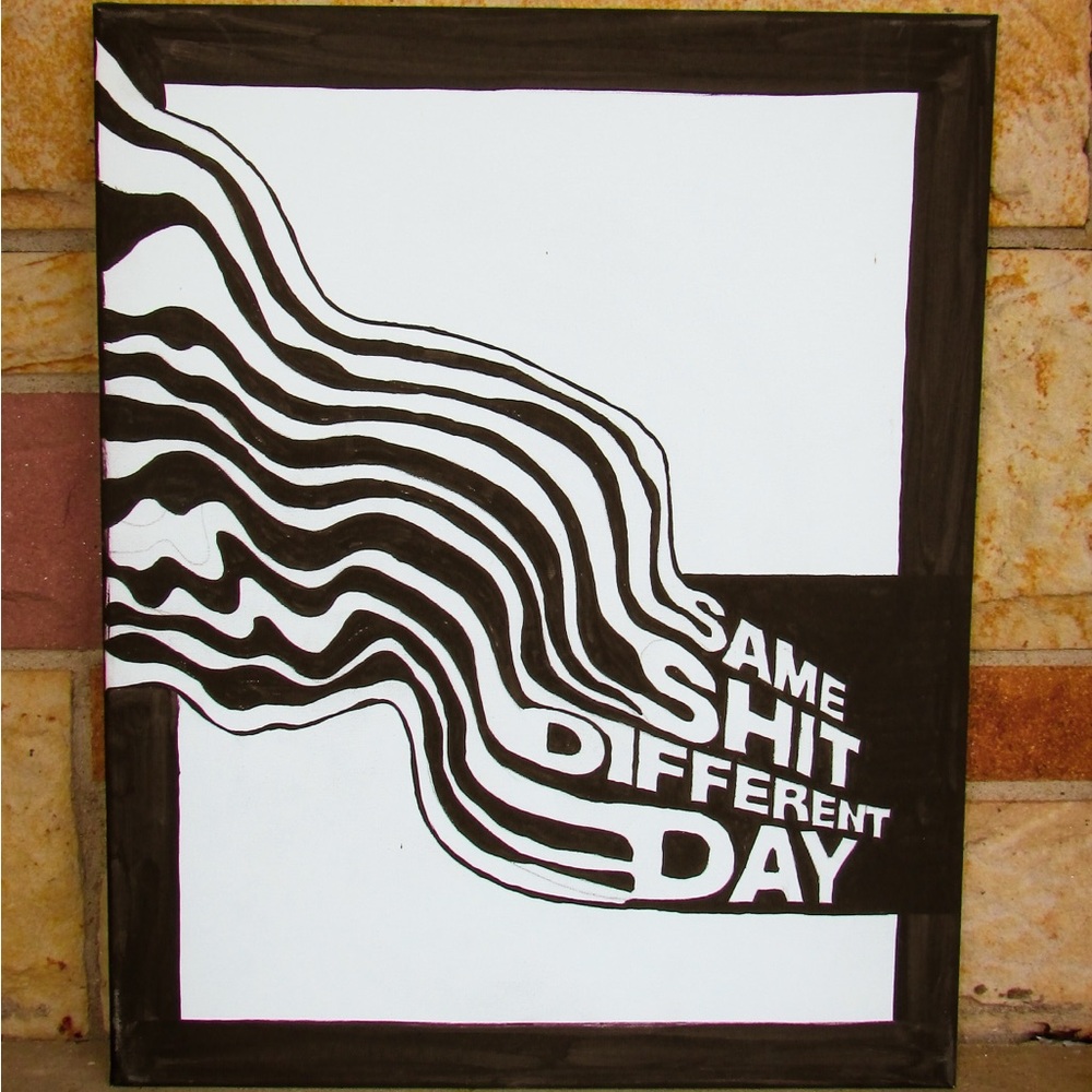 Abstract Black and White Text Art Canvas